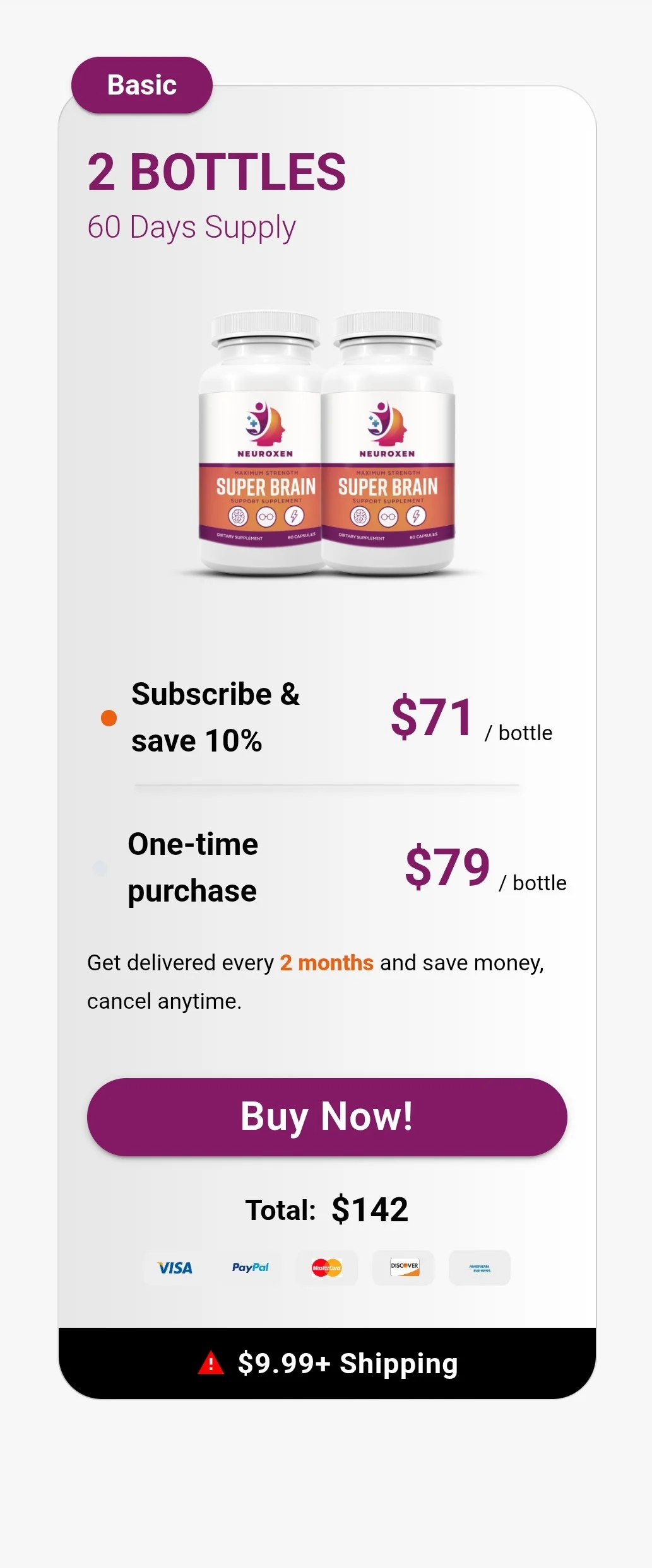 NeuroXen™ 2 bottles pricing
